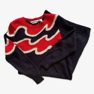 Vintage 80s black long sleeve knit sweater dress M